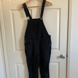Black skinny overalls